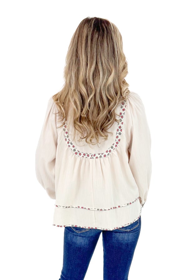 Daily Drip Ecru Floral Lined Top by Entro