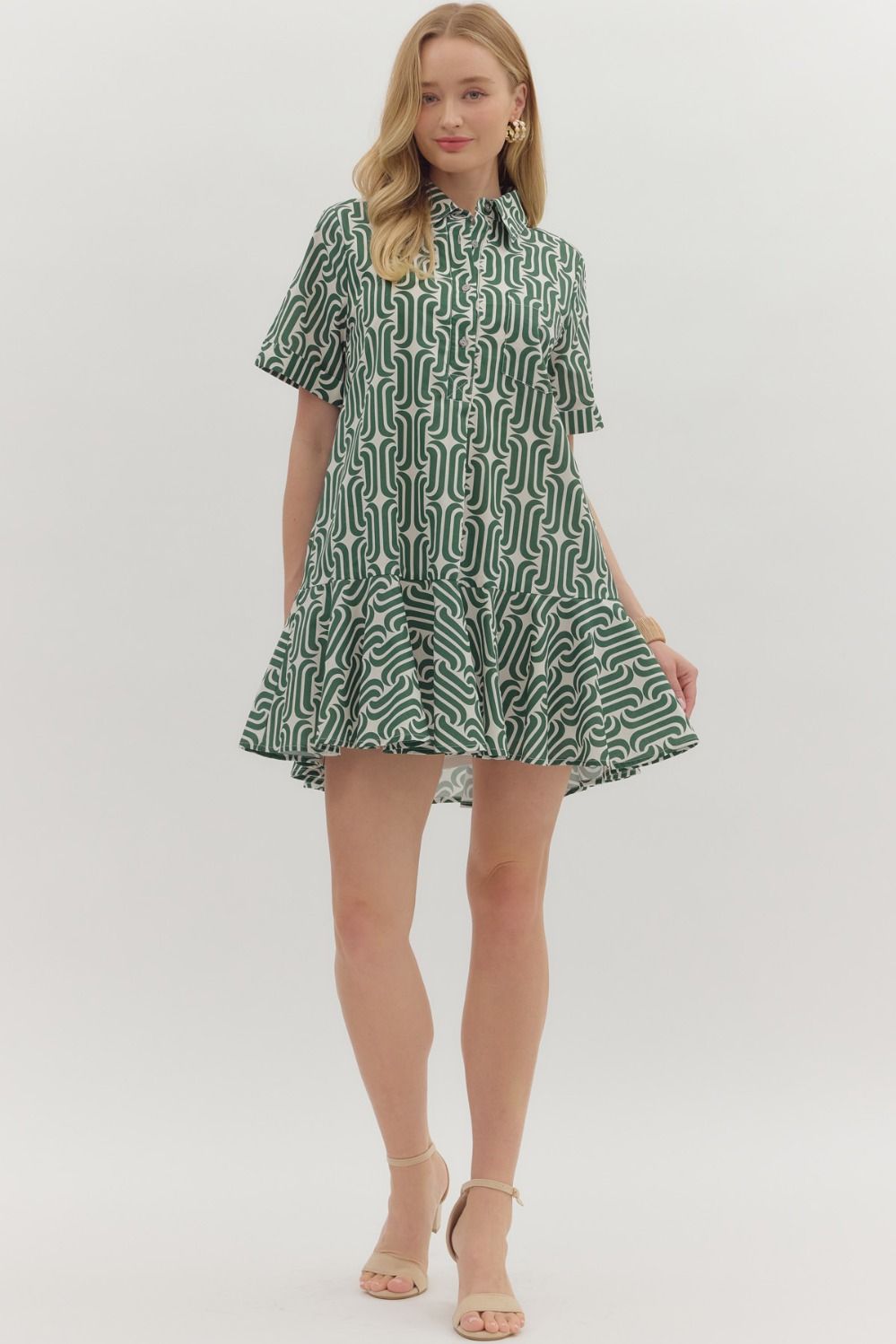 Do The Thing Pine Abstract Print Drop Waist Dress by Entro