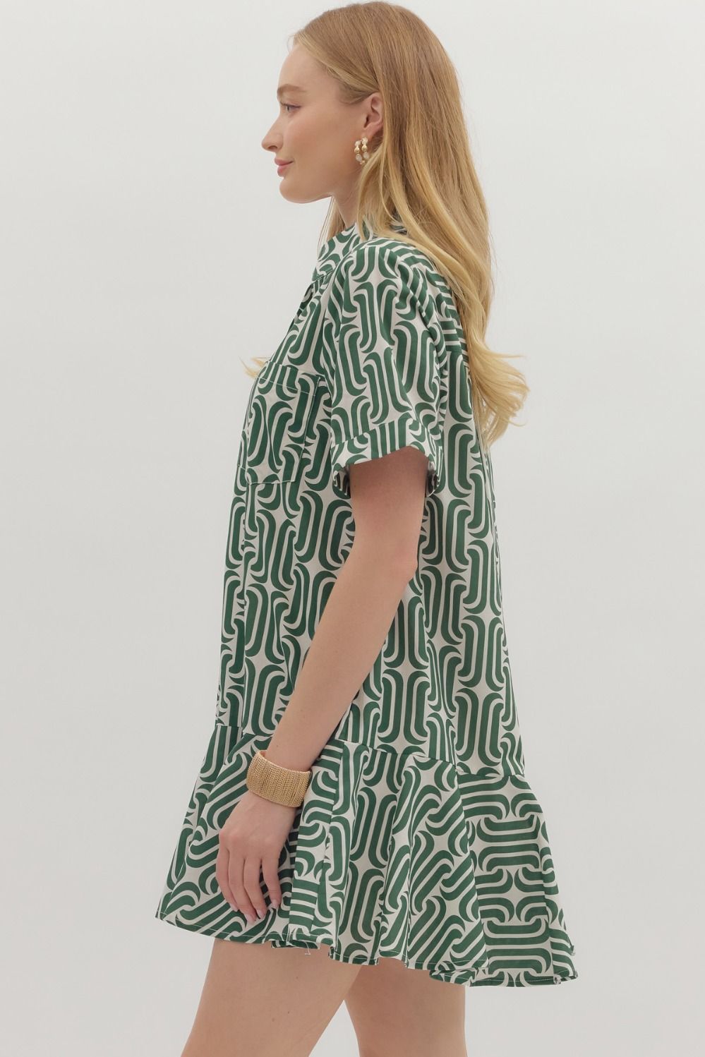 Do The Thing Pine Abstract Print Drop Waist Dress by Entro