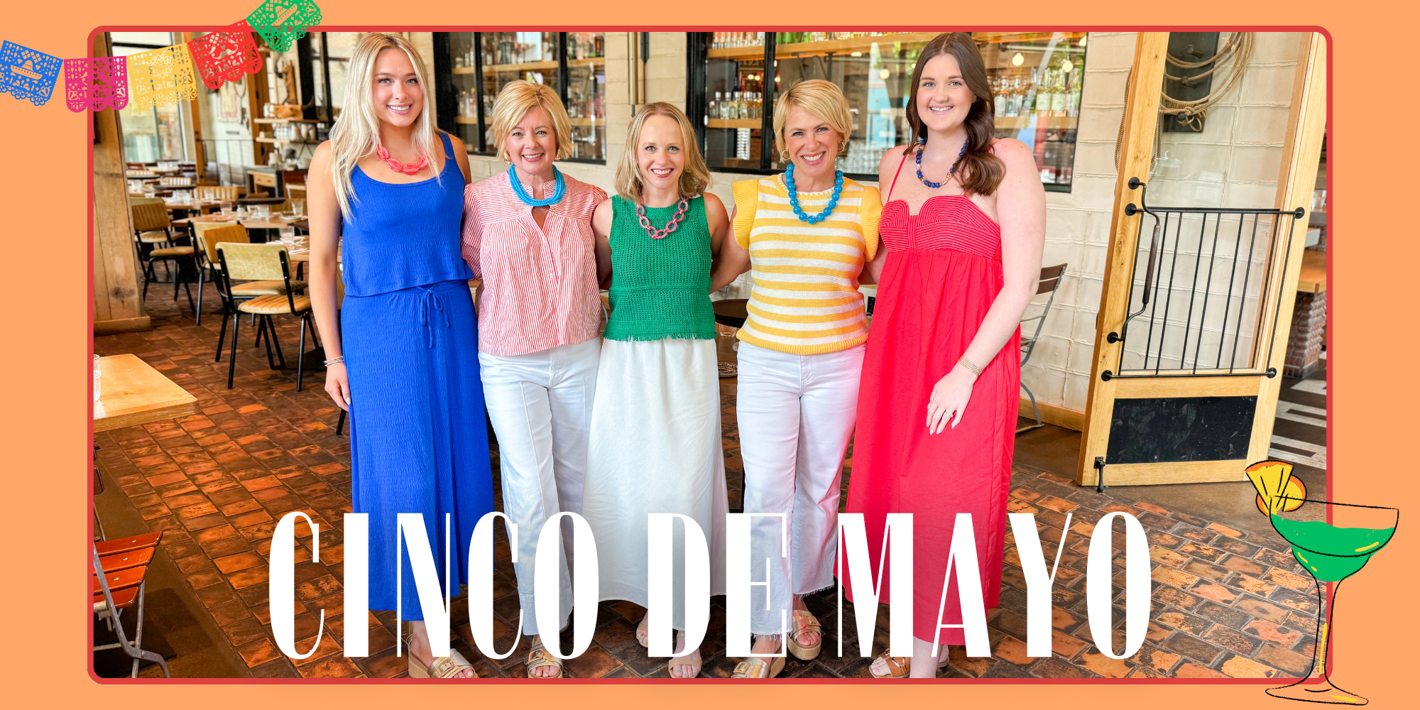 a promotional banner for our Cinco De Mayo Collection featuring 5 women in colorful dresses
