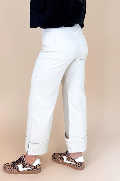 Sherry Sand Cuffed Jeans by Entro