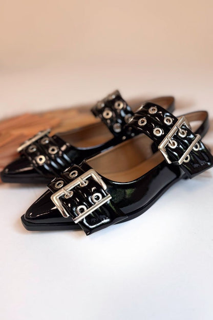 Grillo Black Patent Slingbacks