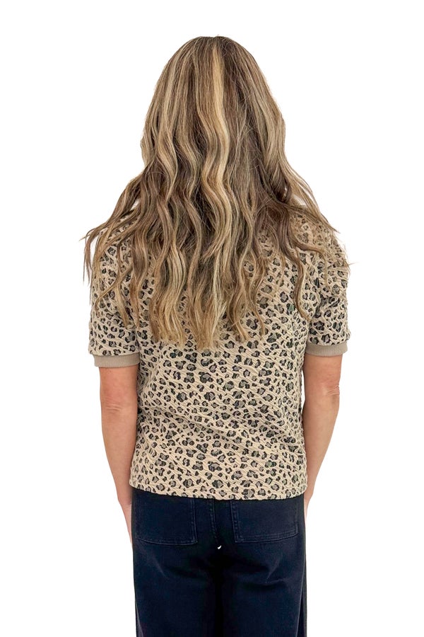 All Or Nothing Taupe Leopard Textured Top by Entro