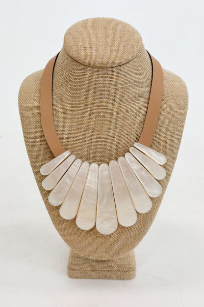 Angel Multi Acetate Bar And Leather Necklace