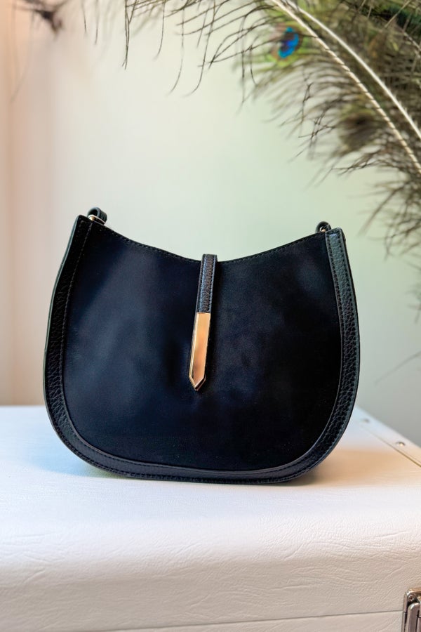 Black Luca Suede Crossbody Bag
