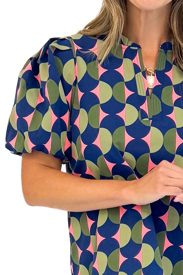 Lainey Top In Blue Polka Dot Pops by Mary Square