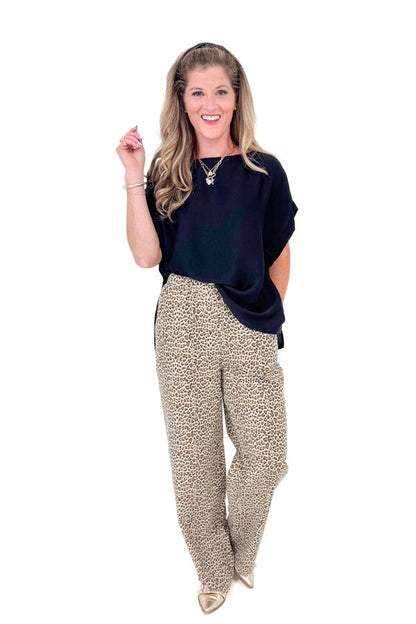 KIRA LEOPARD WIDE LEG PANTS