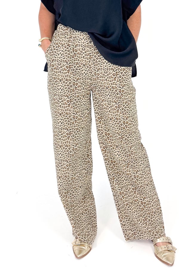 KIRA LEOPARD WIDE LEG PANTS
