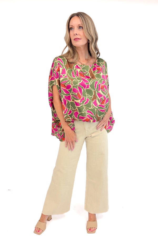Dawning Moment Olive Printed Caftan Top