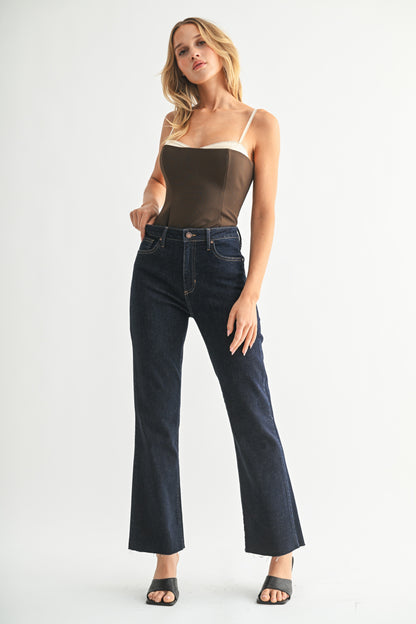 Carmen Super Dark Denim Kick Crop Jeans by Just Black Denim