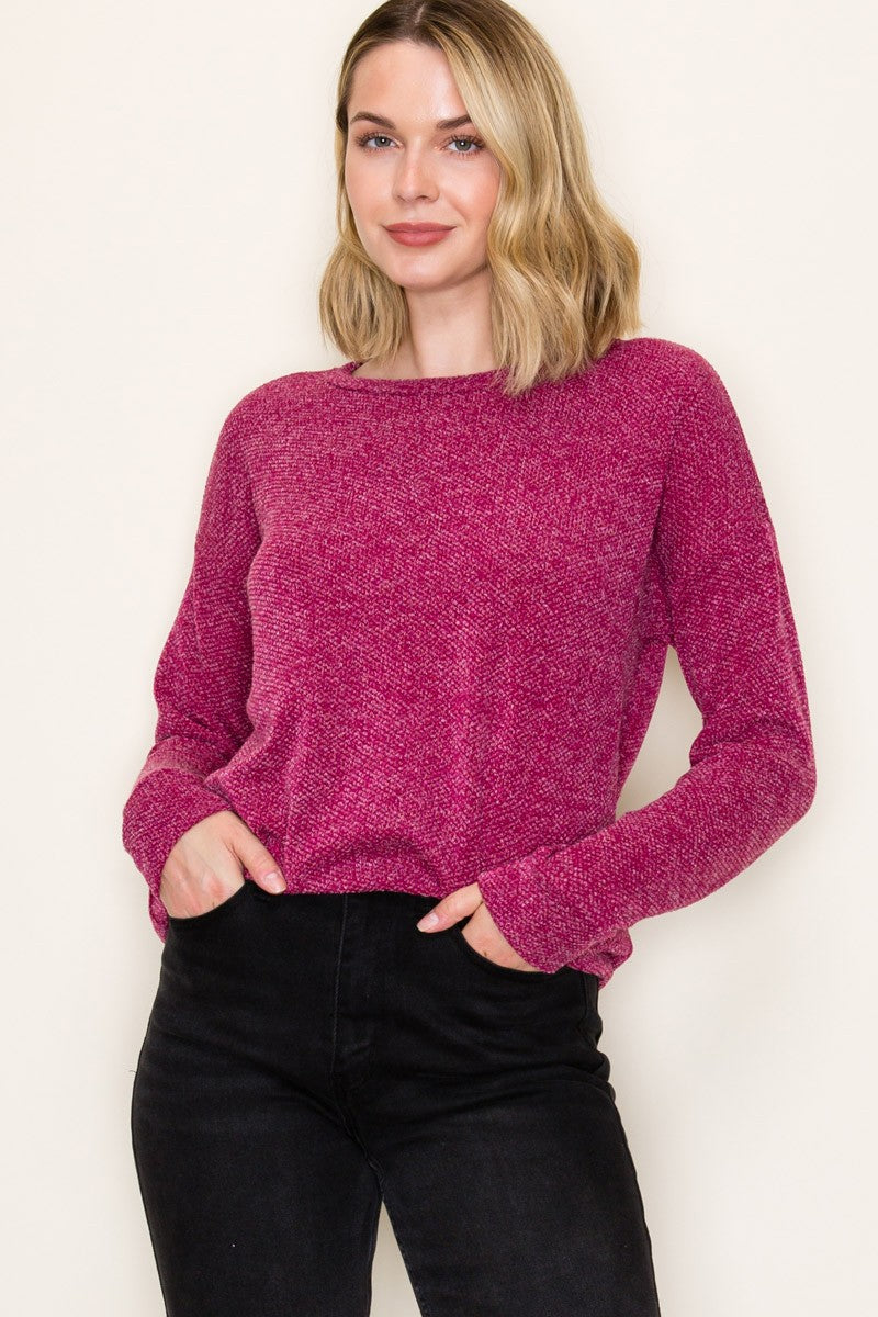 All Bottled Up Heathered Wine Knit Top
