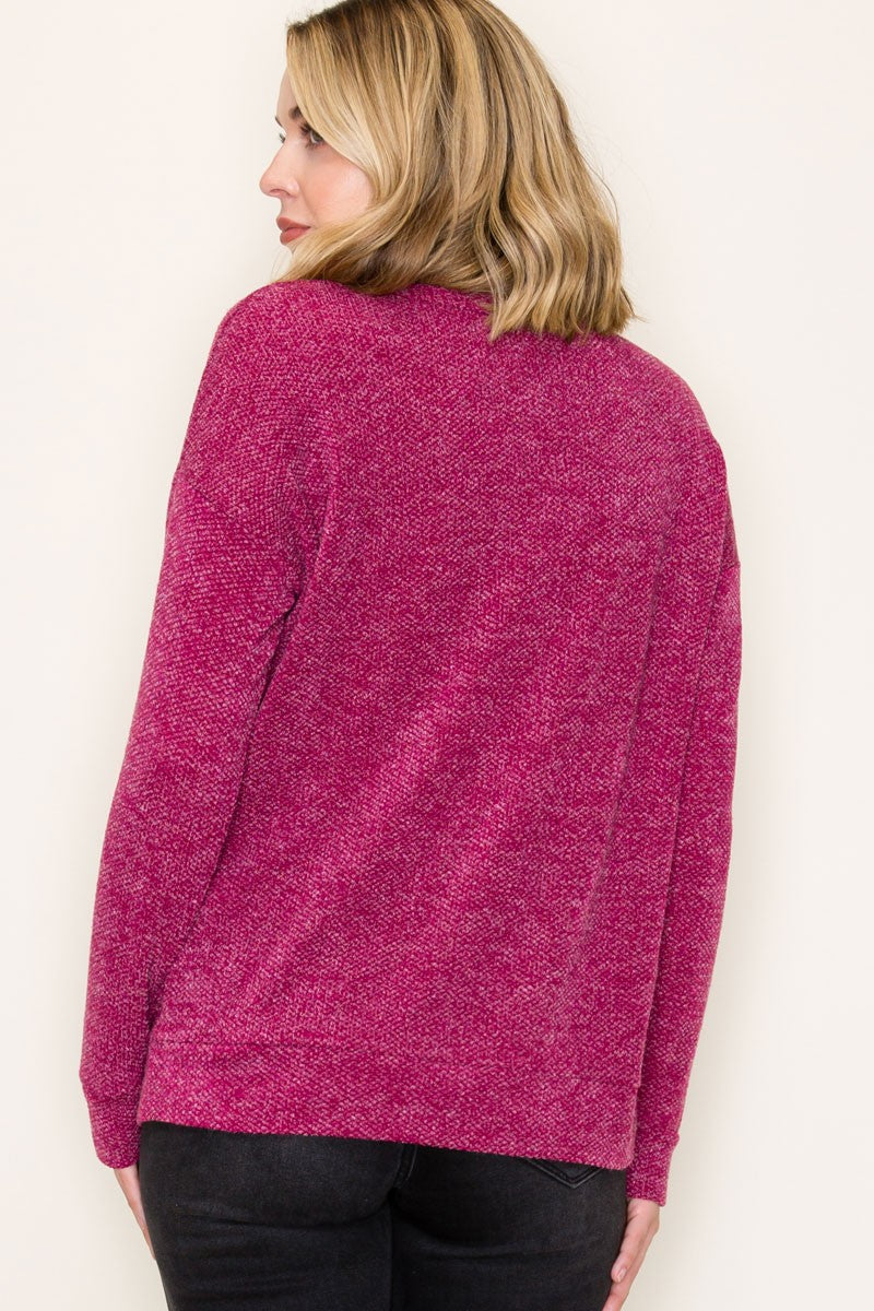 All Bottled Up Heathered Wine Knit Top