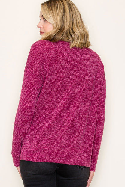 All Bottled Up Heathered Wine Knit Top