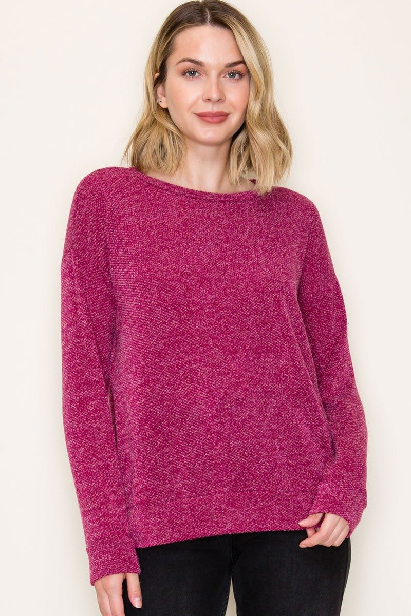 All Bottled Up Heathered Wine Knit Top