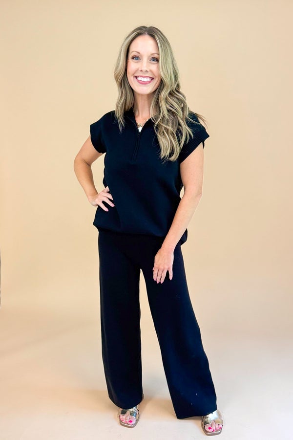 Change Of Pace Black 1/4 Zip Knit Top