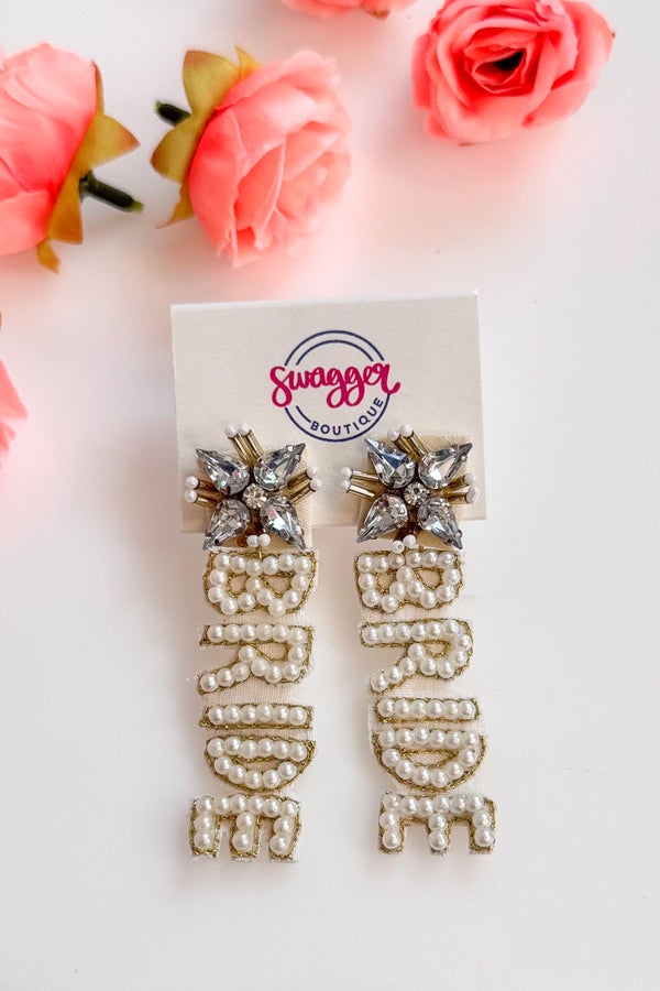 Jewel Top Bride Earrings 2.5&quot;