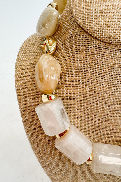 Gracen Marble Pebble And Tube Necklace
