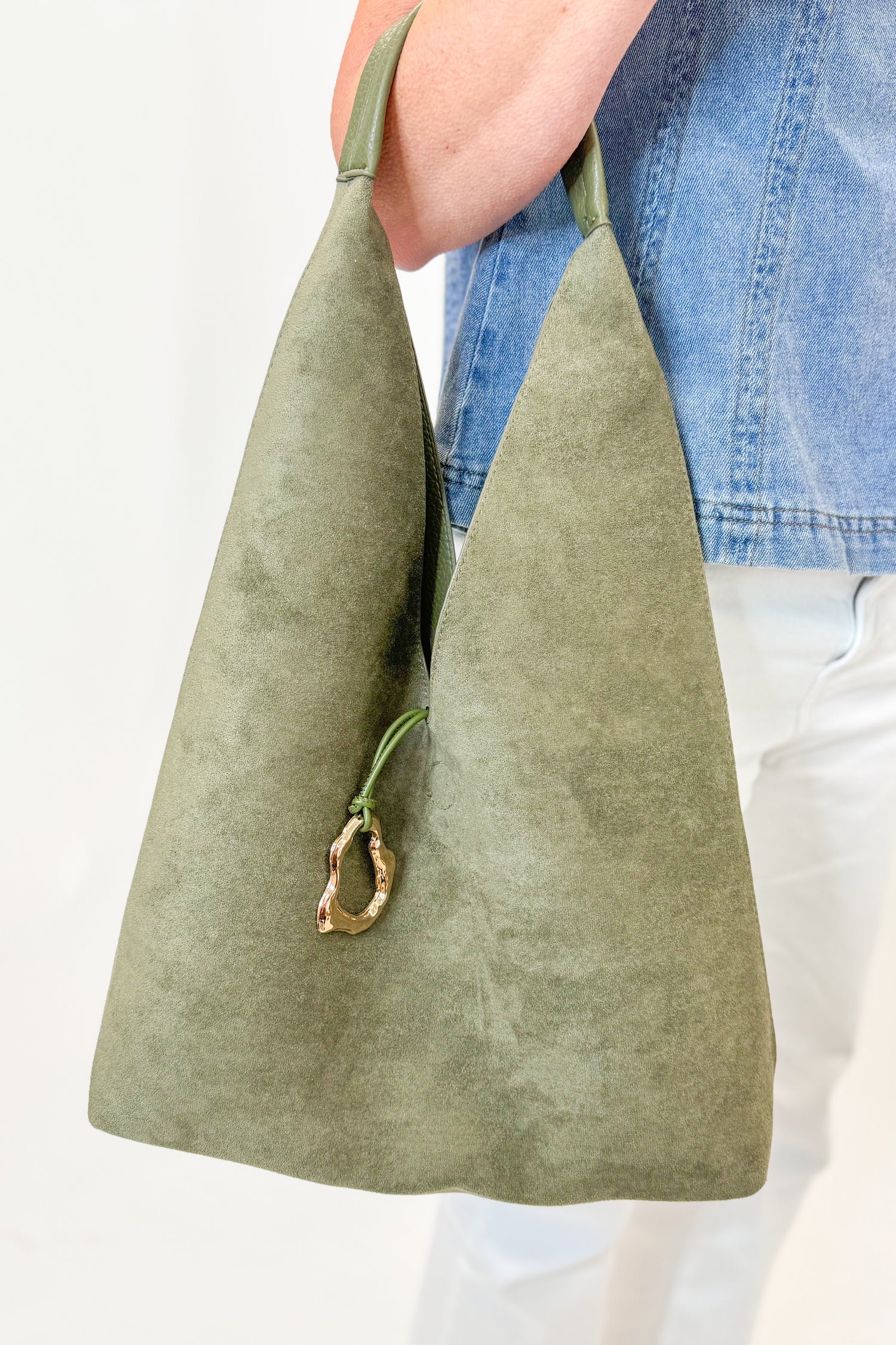 Noma Suede Bag with Gold Accent