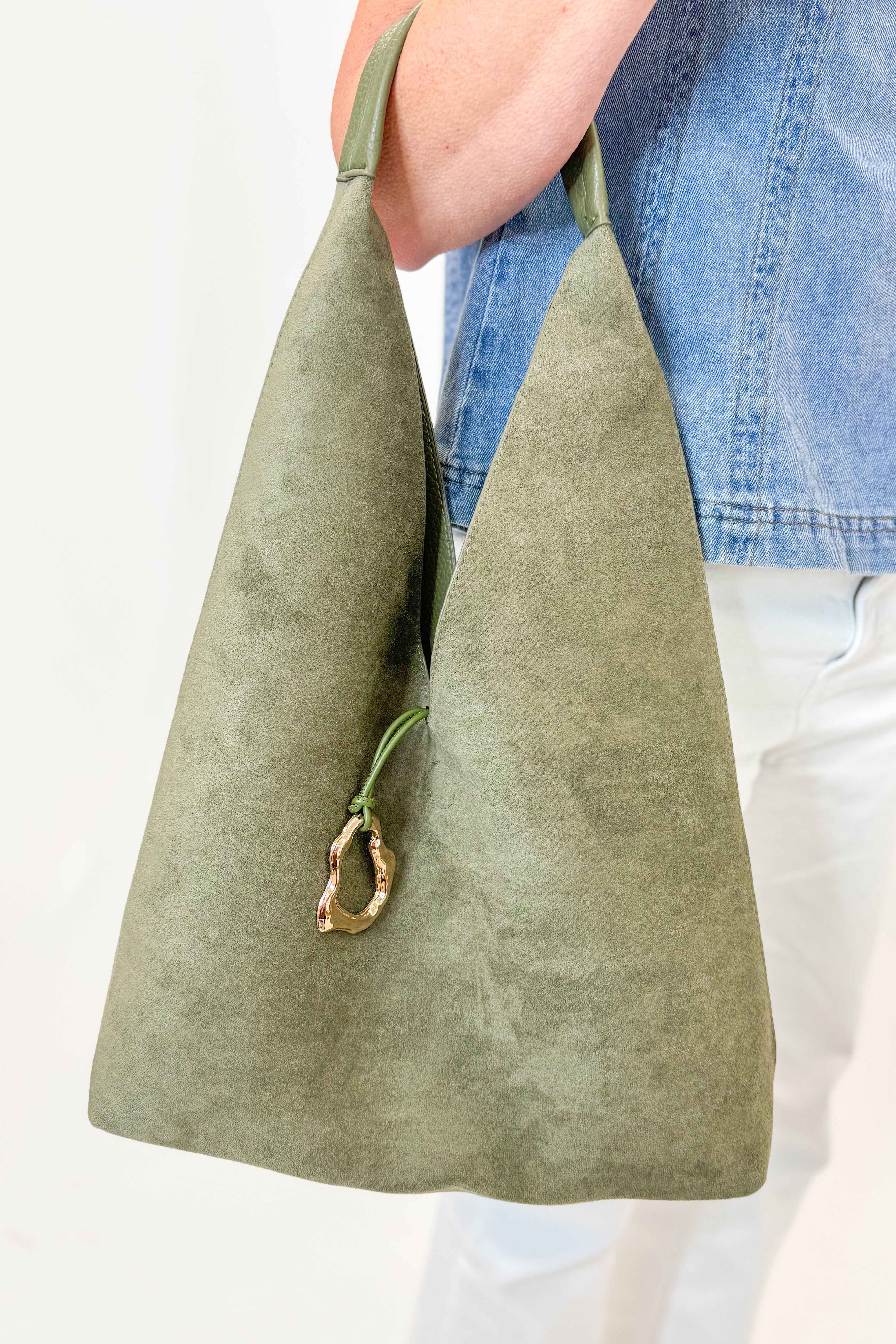 Noma Suede Bag with Gold Accent