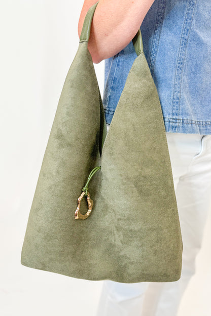 Noma Suede Bag with Gold Accent
