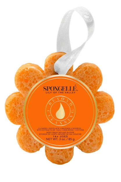 Orange flower-shaped sponge with &