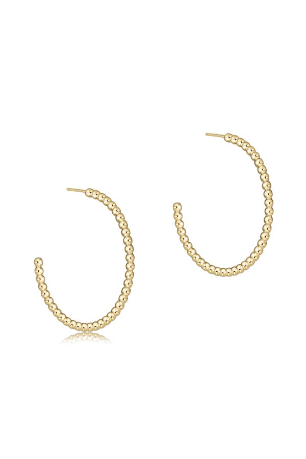 Beaded Classic 1.25&quot; Post Hoop Earrings - 2mm Gold by enewton
