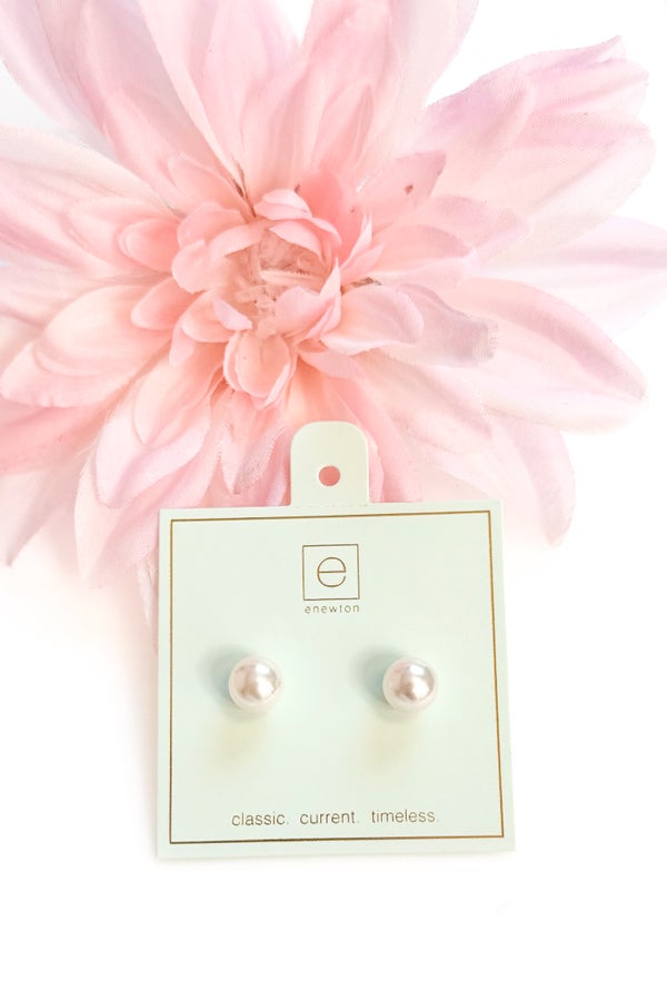 Classic 10mm Ball Stud Earrings - Pearl by enewton