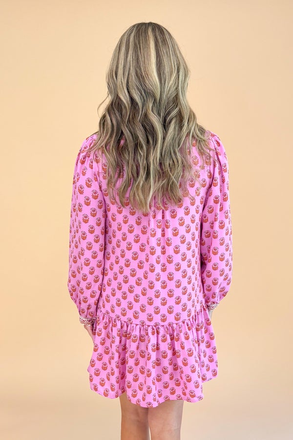 Natasha Dress In Pink Floral Foulard by Mary Square