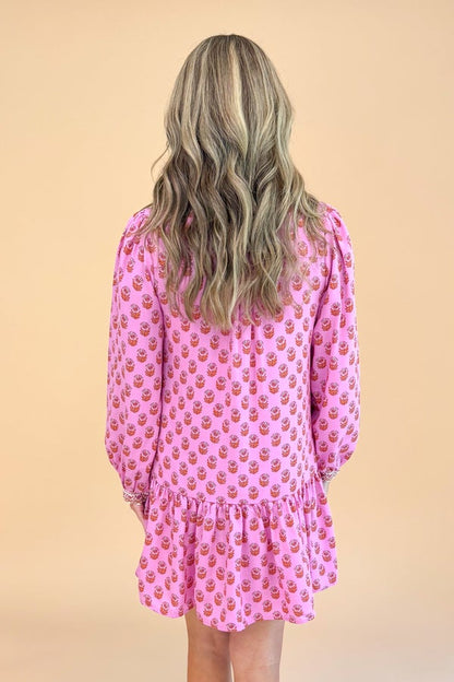 Natasha Dress In Pink Floral Foulard by Mary Square