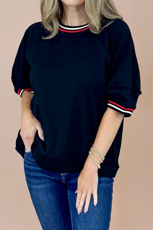 Overtime Magic Black With Red Lining Detail Top