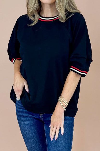 Overtime Magic Black With Red Lining Detail Top