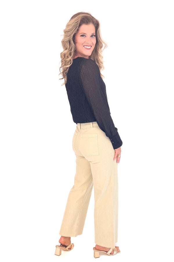 Winning Hand Black Pleated Surplice Bodysuit