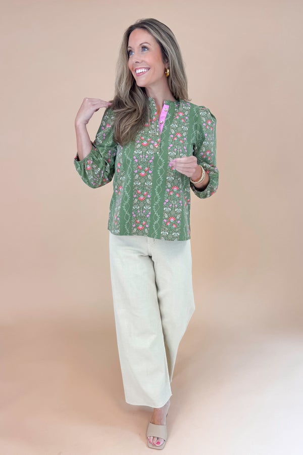 Lane Vineyard Top In Green Ivy by Mary Square
