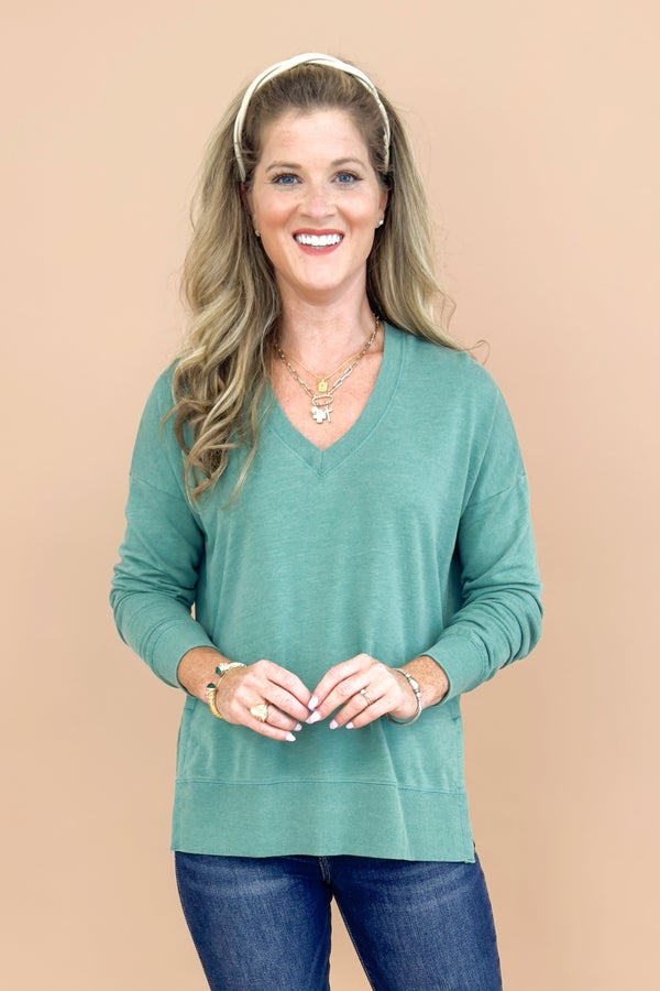 Modern V-Neck Weekender In Botanical Green by Z Supply