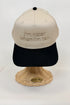 Beige and black cap with &