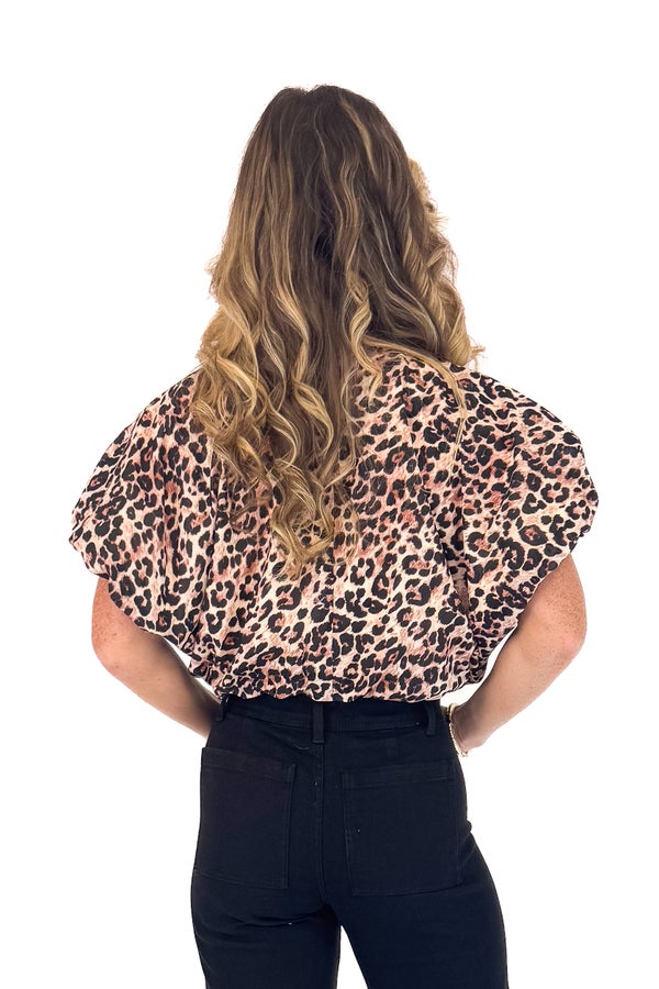 Lady Luck Leopard Print Bubble Hem Top by Entro