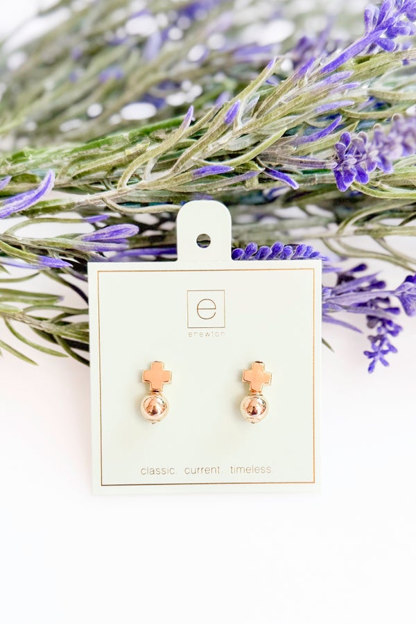 Signature Cross Gold Stud Earrings by e newton