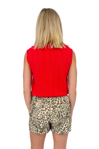 Monday Morning Quarterback Red Textured Sweater Vest