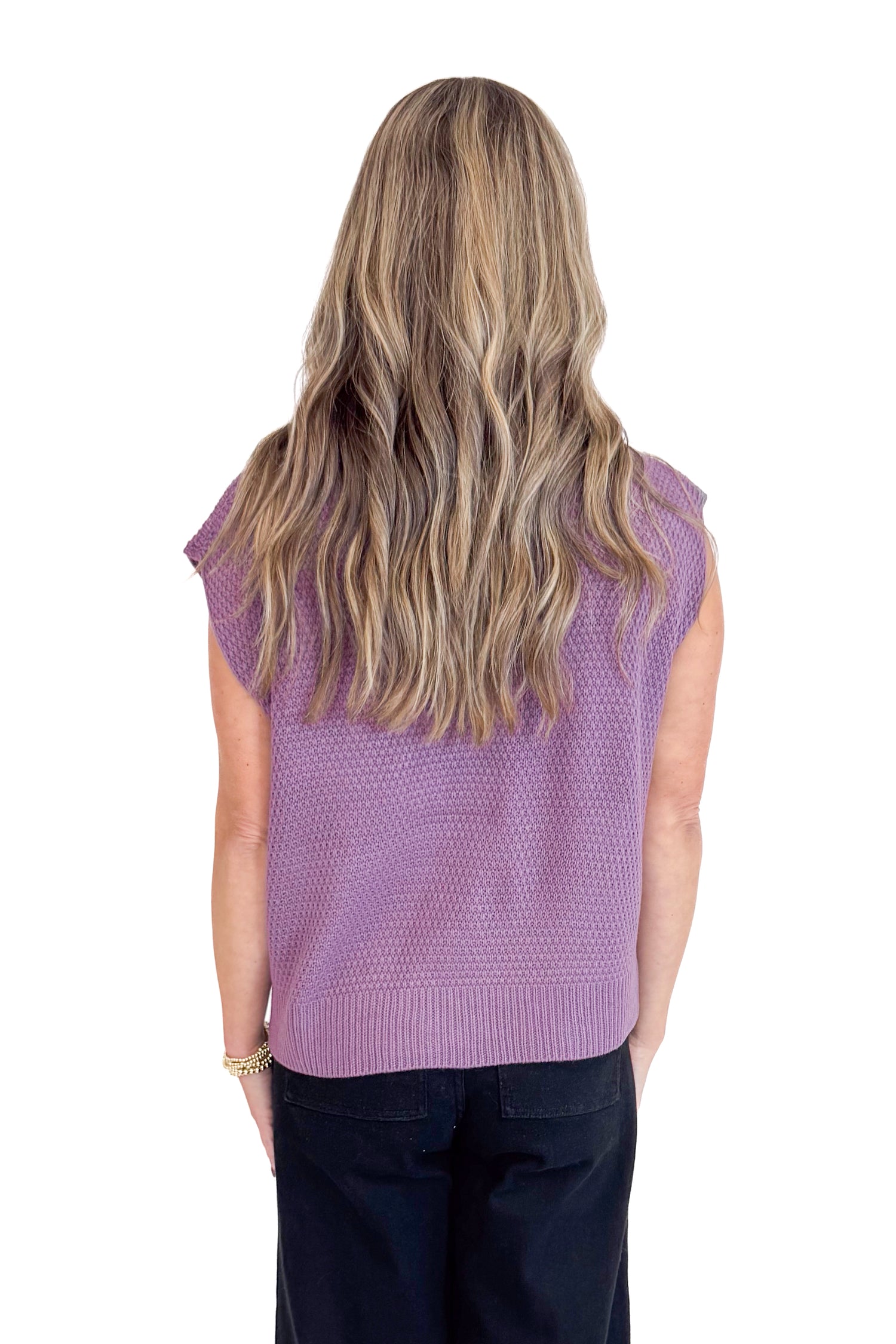 Don’t Mind Me Purple Textured V-neck Sweater Vest