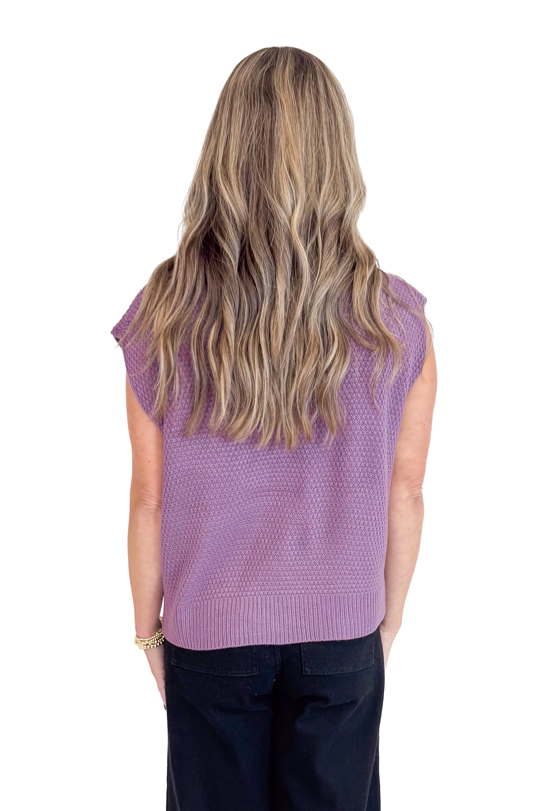 Don’t Mind Me Purple Textured V-neck Sweater Vest