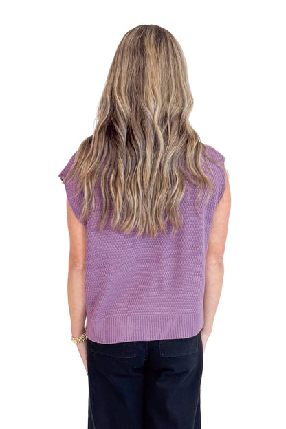 Don’t Mind Me Purple Textured V-neck Sweater Vest