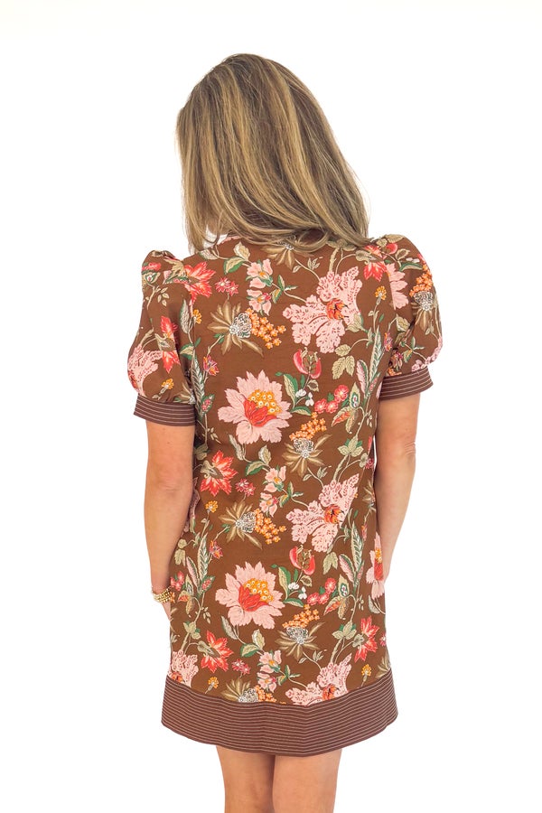 Fall For This Brown &amp; Pink Floral Dress by Entro