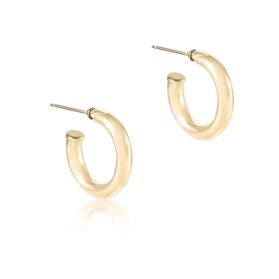 Round Gold 1&quot; Post Hoop Earrings - 4mm by enewton