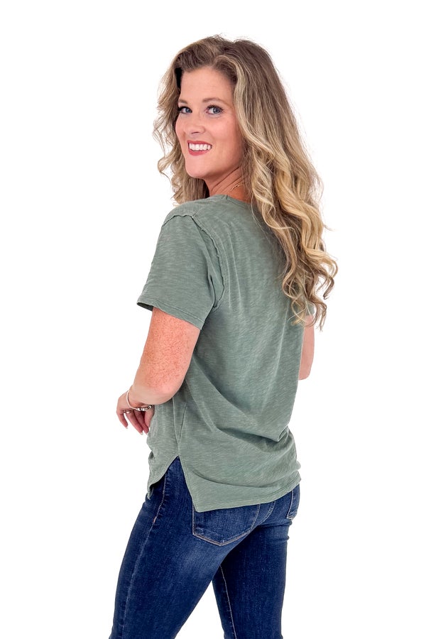 Lively Relaxed V-neck Tee In Hunter Green by Z Supply