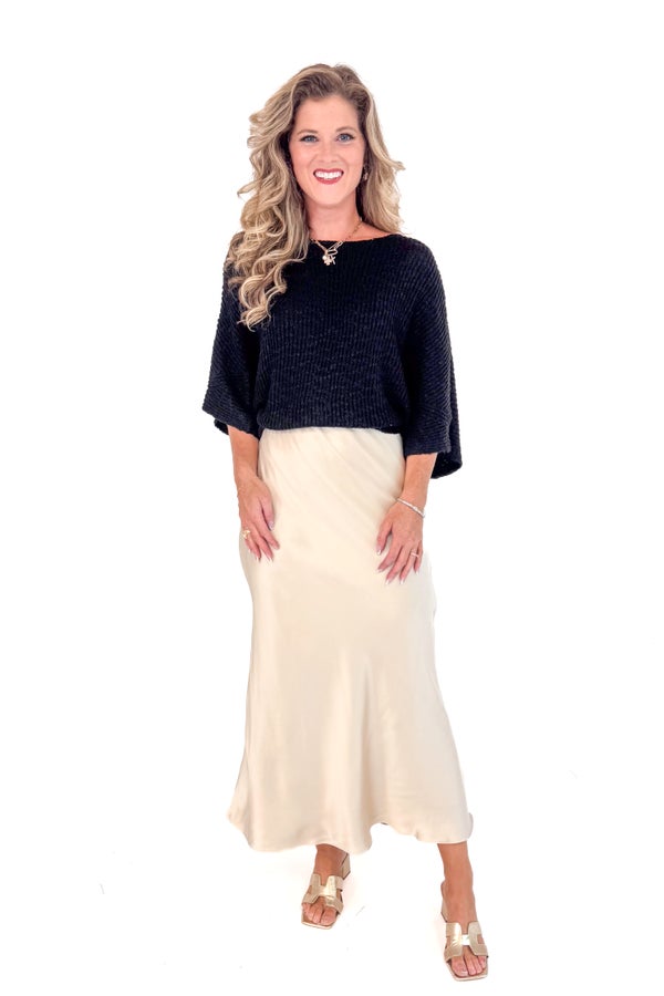 Bestie Approved Champagne Satin Maxi Skirt