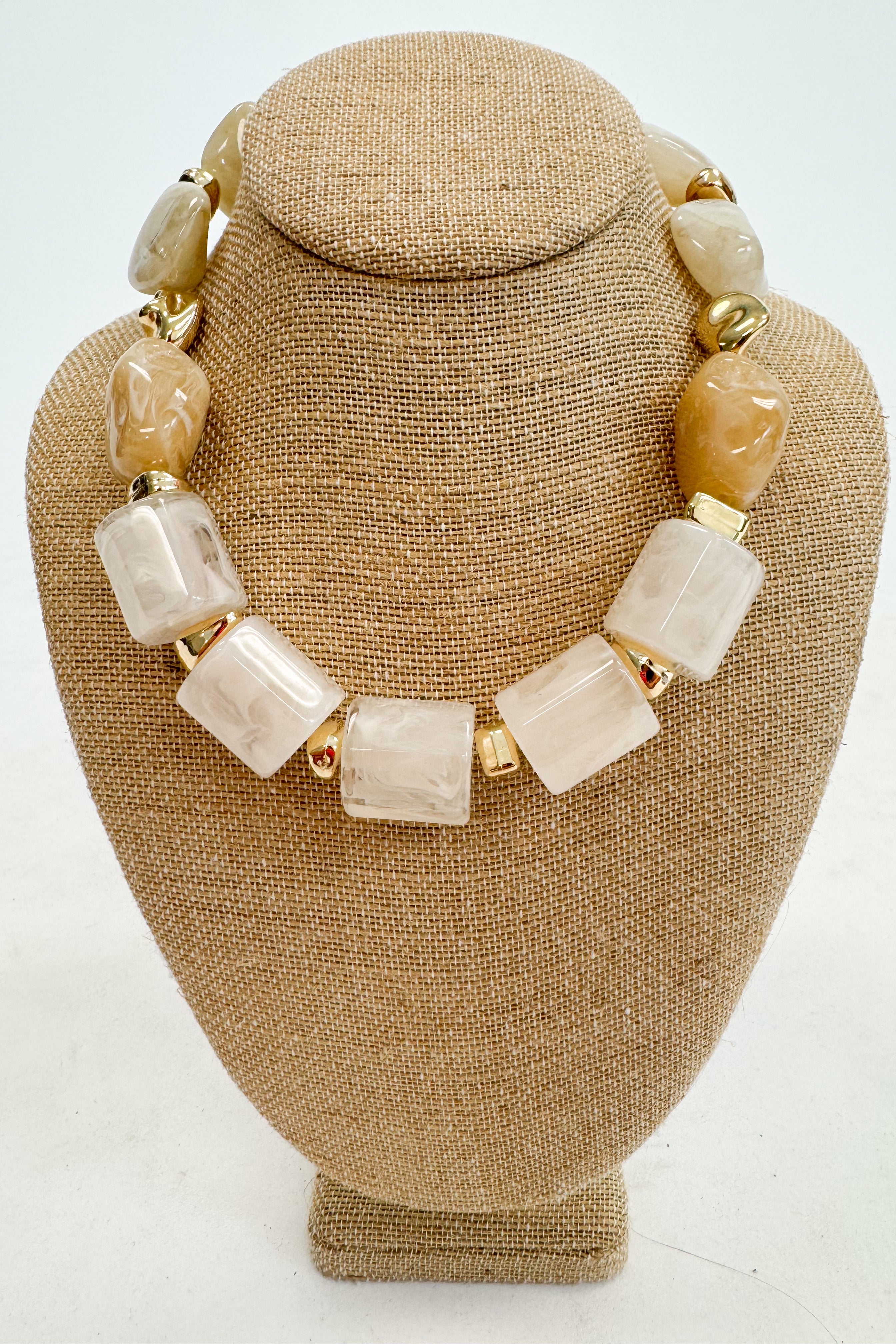 Gracen Marble Pebble And Tube Necklace
