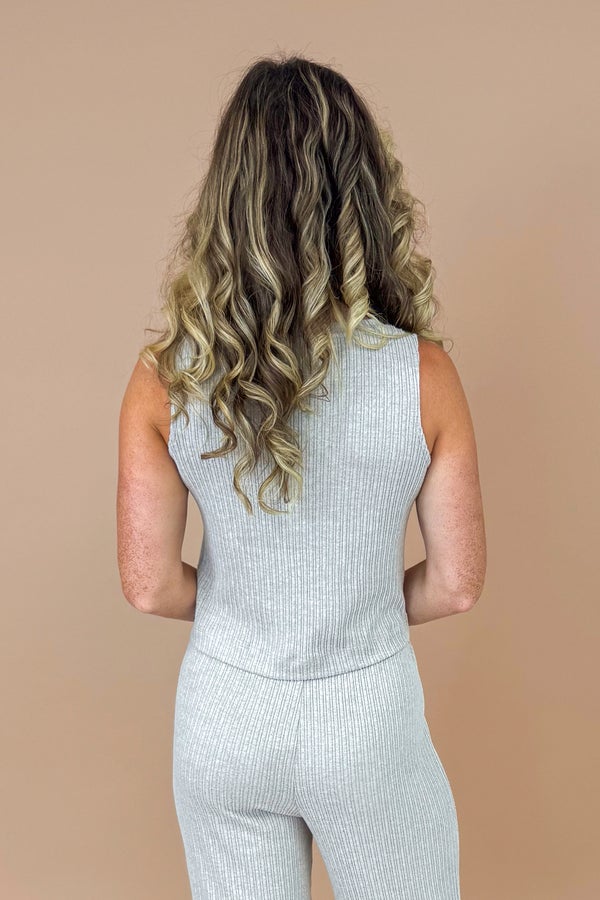 Sloane V-neck Rib Tank In Slate Grey by Z Supply