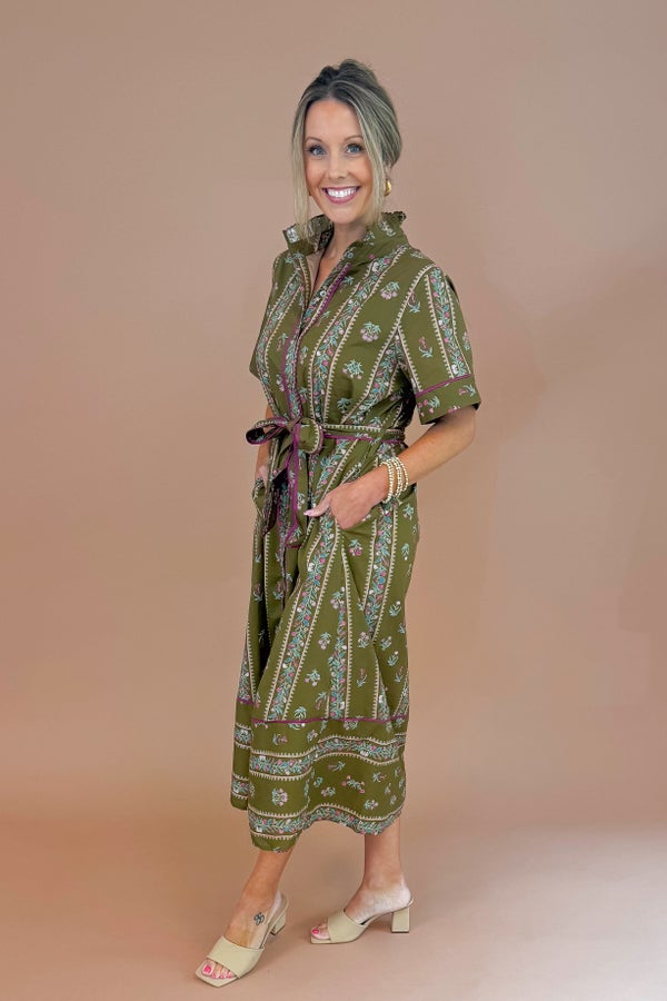 Best Of Both Worlds Brown &amp; Purple Floral Printed Midi Dress by Entro