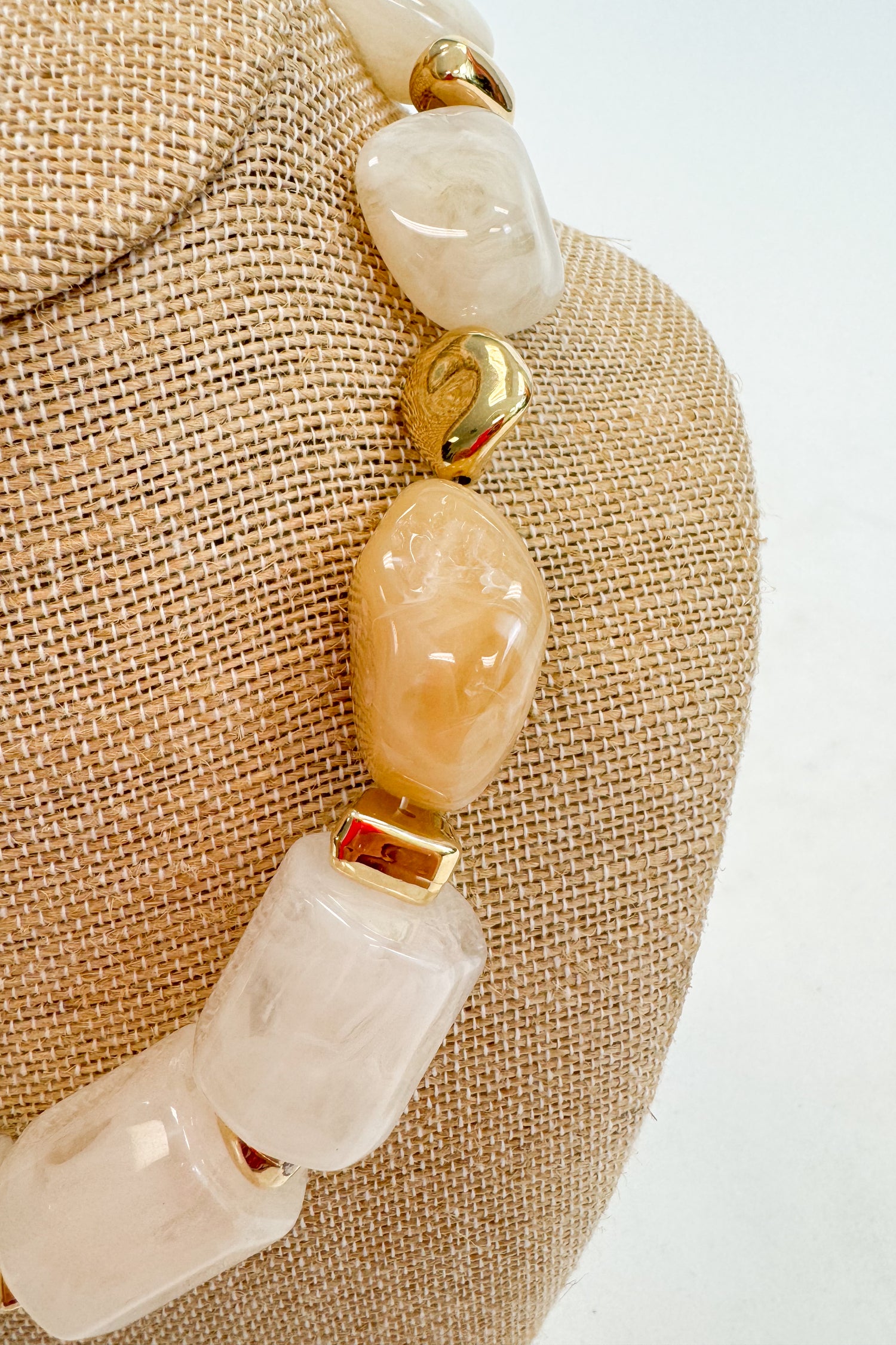 Gracen Marble Pebble And Tube Necklace