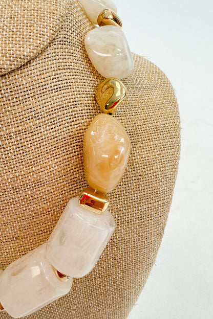 Gracen Marble Pebble And Tube Necklace